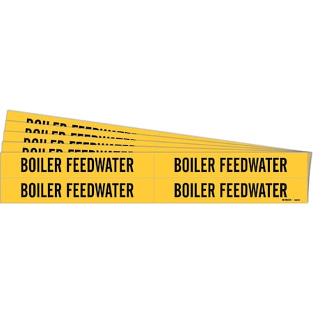 Brady BOILER FEEDWATER Pipe Marker Style 4 Black on Yellow 4 per Card, 5 PK 105737-PK
